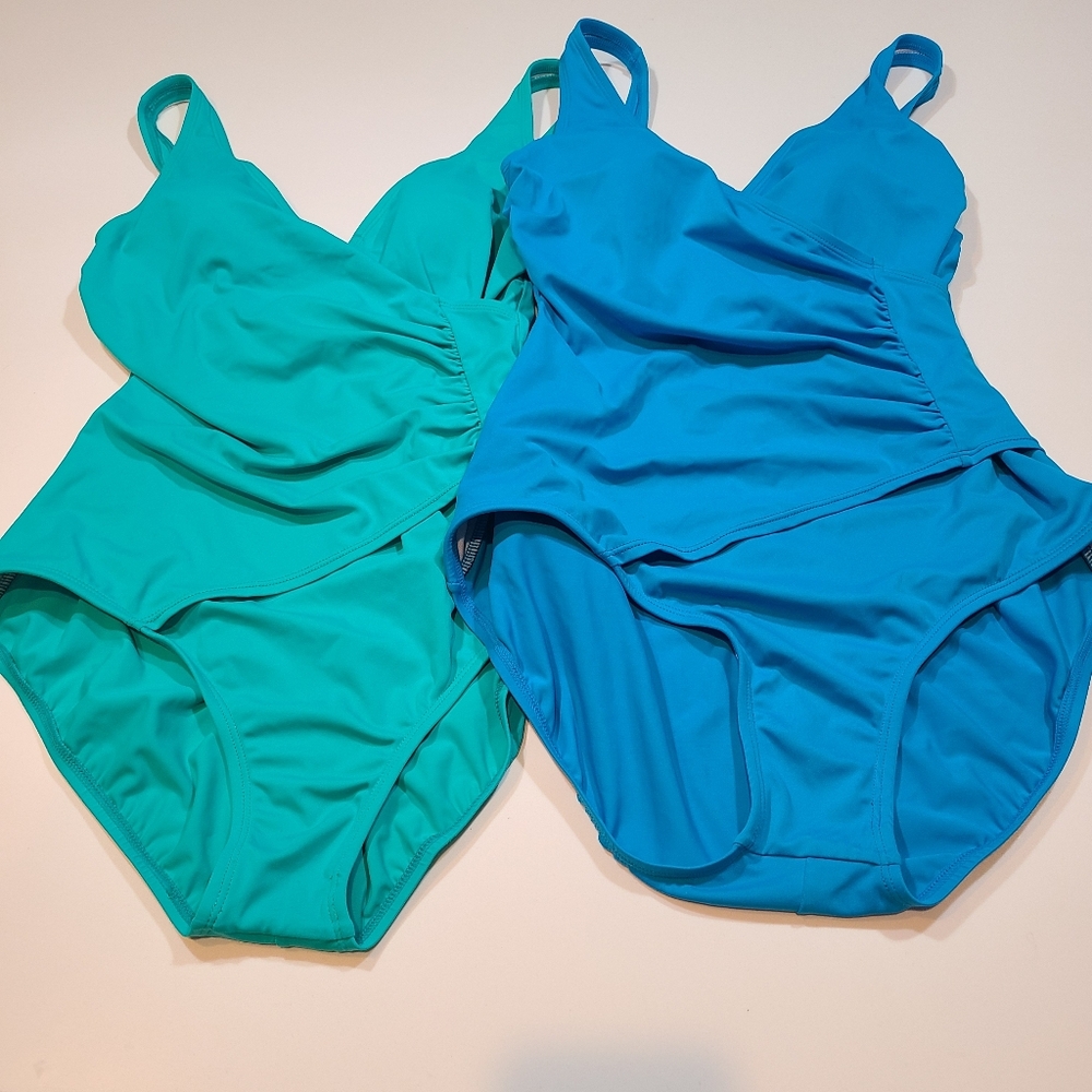 Jantzen Women's Swim One Piece in Teal and Blue